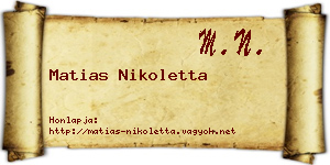 Matias Nikoletta névjegykártya